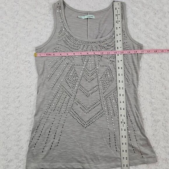 Maurice's womens size small silver bedazzled studded riveted gray tank top - Picture 4 of 5